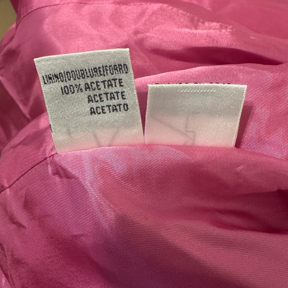 1980s Vintage Christian Dior Bubblegum Pink Satin Cinched Blazer Jacket NO SIZE - Picture 9 of 9